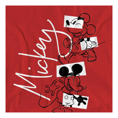 Red - Side - Disney Womens-Ladies Mickey Mouse Geometric Shapes T-Shirt