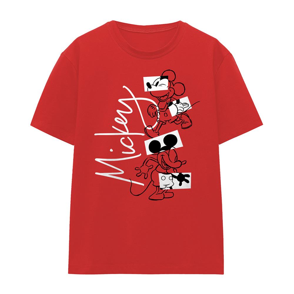 Red - Front - Disney Womens-Ladies Mickey Mouse Geometric Shapes T-Shirt