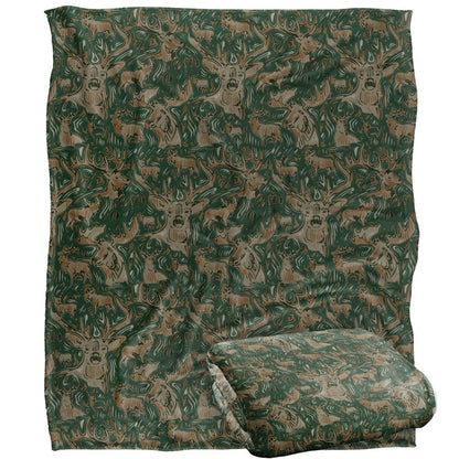 Green - Back - JQ Licensing Jl-Jp Big Game Hunting Silky Deer Moose Supersoft Blanket