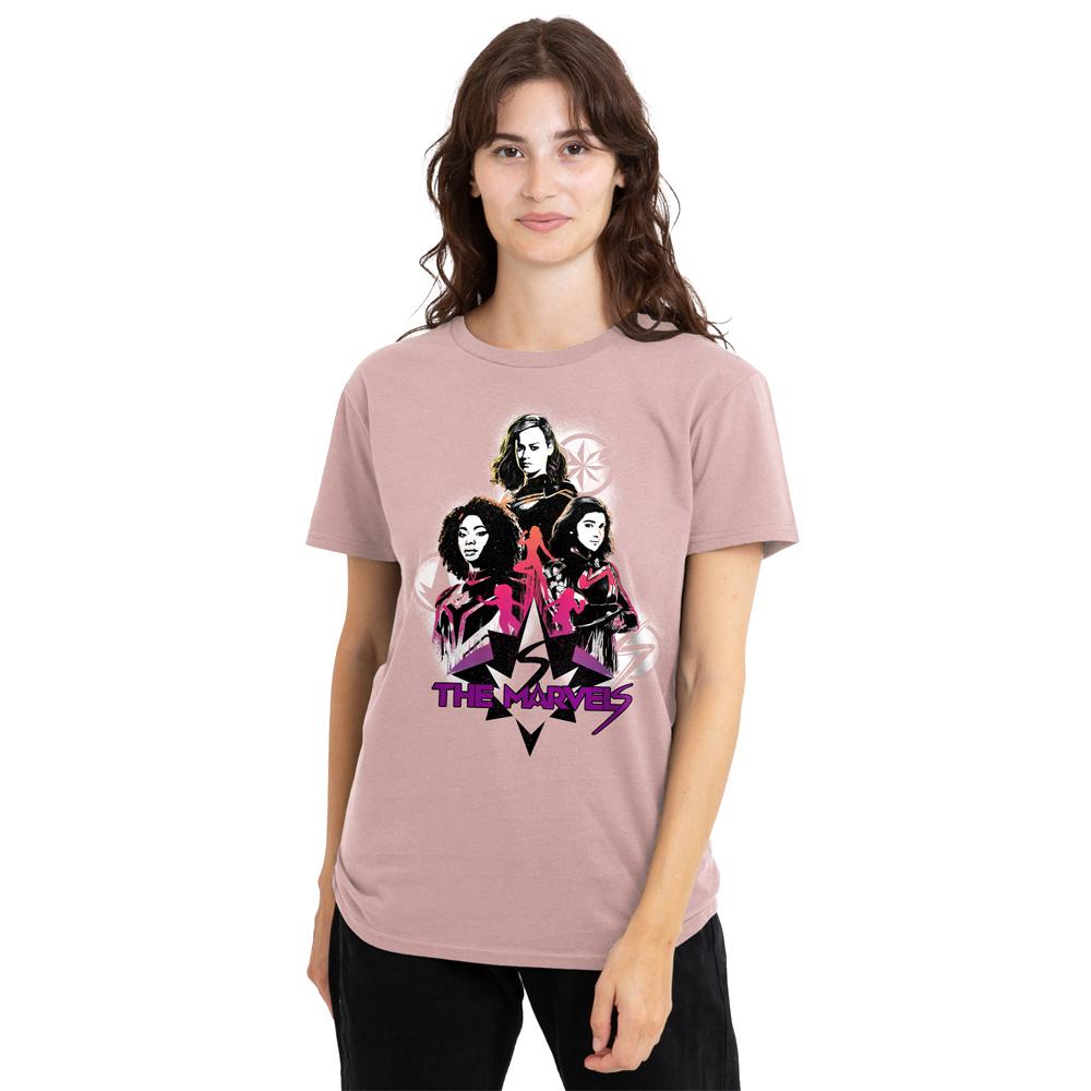 Pink - Back - The Marvels Womens-Ladies Graffiti T-Shirt