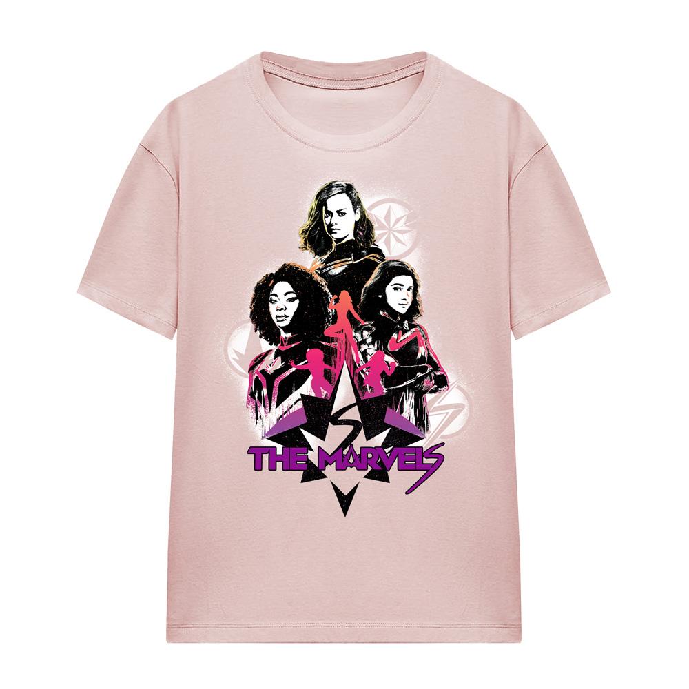 Pink - Front - The Marvels Womens-Ladies Graffiti T-Shirt