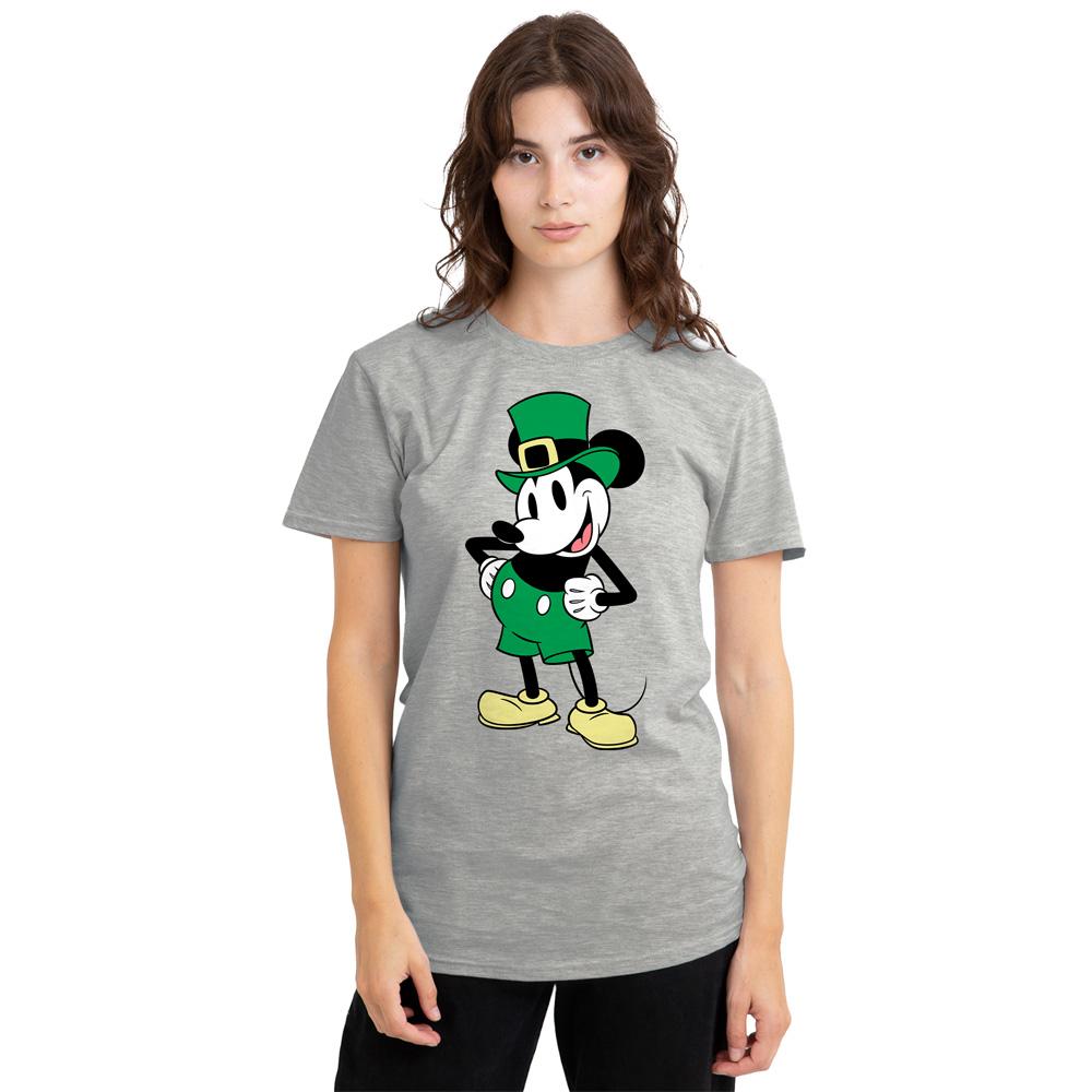 Athletic - Back - Disney Womens-Ladies Mickey Mouse Heather St Patricks Day T-Shirt