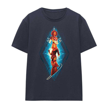 Deep Navy - Front - The Marvels Womens-Ladies Diamond Trio T-Shirt