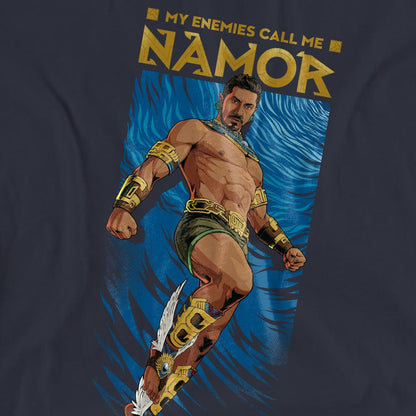 Deep Navy - Side - Black Panther: Wakanda Forever Womens-Ladies Enemies Call Me Namor T-Shirt