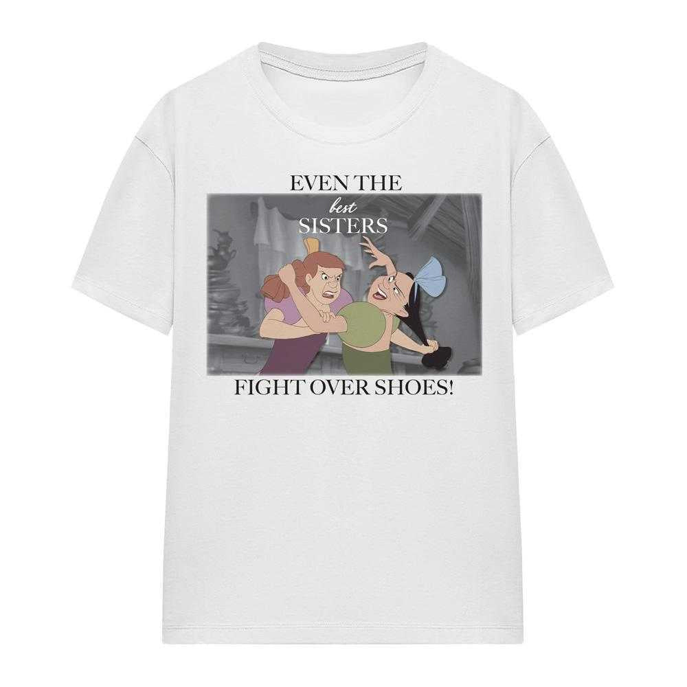 White - Front - Cinderella Womens-Ladies Even The Best Sisters Anastasia Drizella T-Shirt
