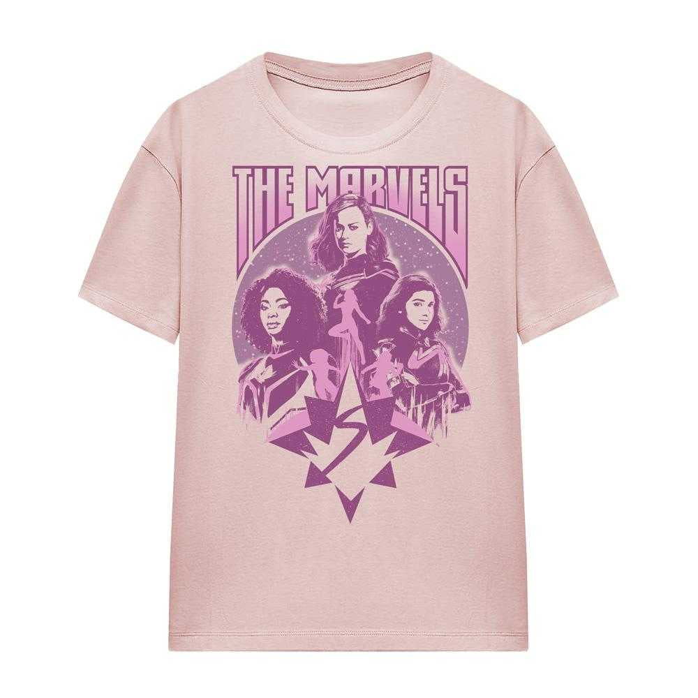 Pink - Front - The Marvels Womens-Ladies Graffiti T-Shirt