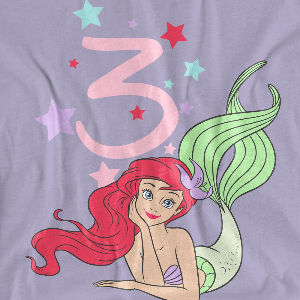 Lavender - Side - The Little Mermaid Womens-Ladies Ariel 3rd Birthday T-Shirt