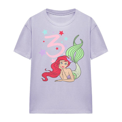 Lavender - Front - The Little Mermaid Womens-Ladies Ariel 3rd Birthday T-Shirt