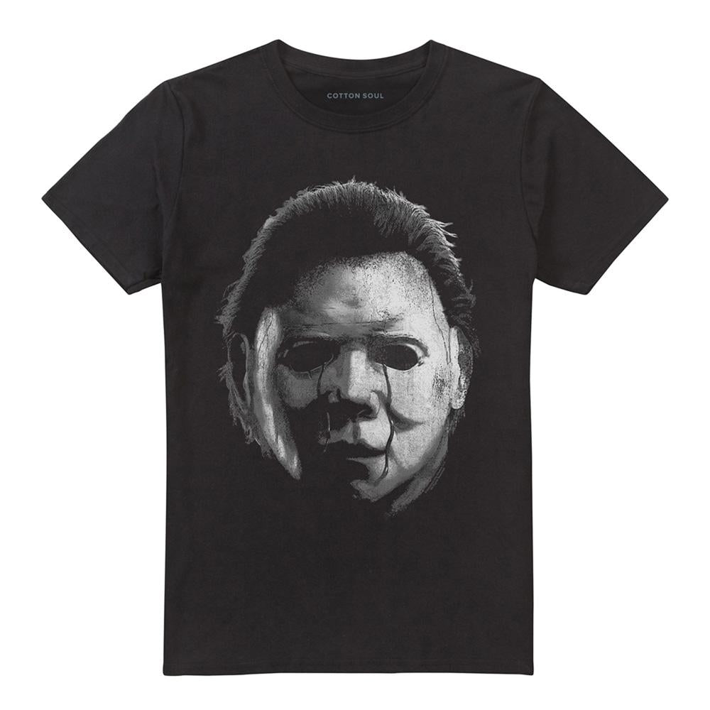 Black - Front - Halloween Unisex Adult Michael Myers Face T-Shirt