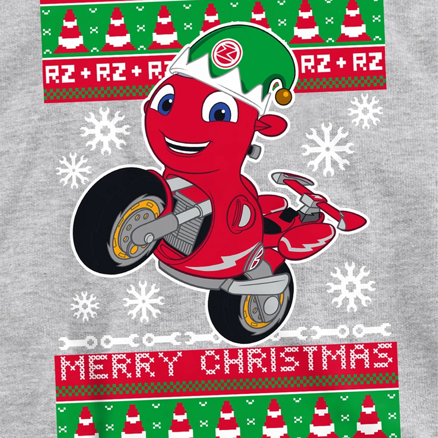 Athletic Heather - Side - Ricky Zoom Childrens-Kids Motorbike Christmas Pullover Hoodie