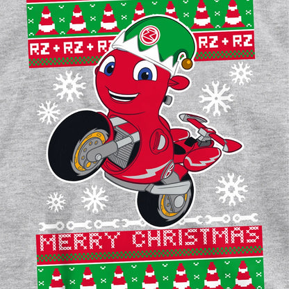 Athletic Heather - Side - Ricky Zoom Childrens-Kids Motorbike Christmas Pullover Hoodie