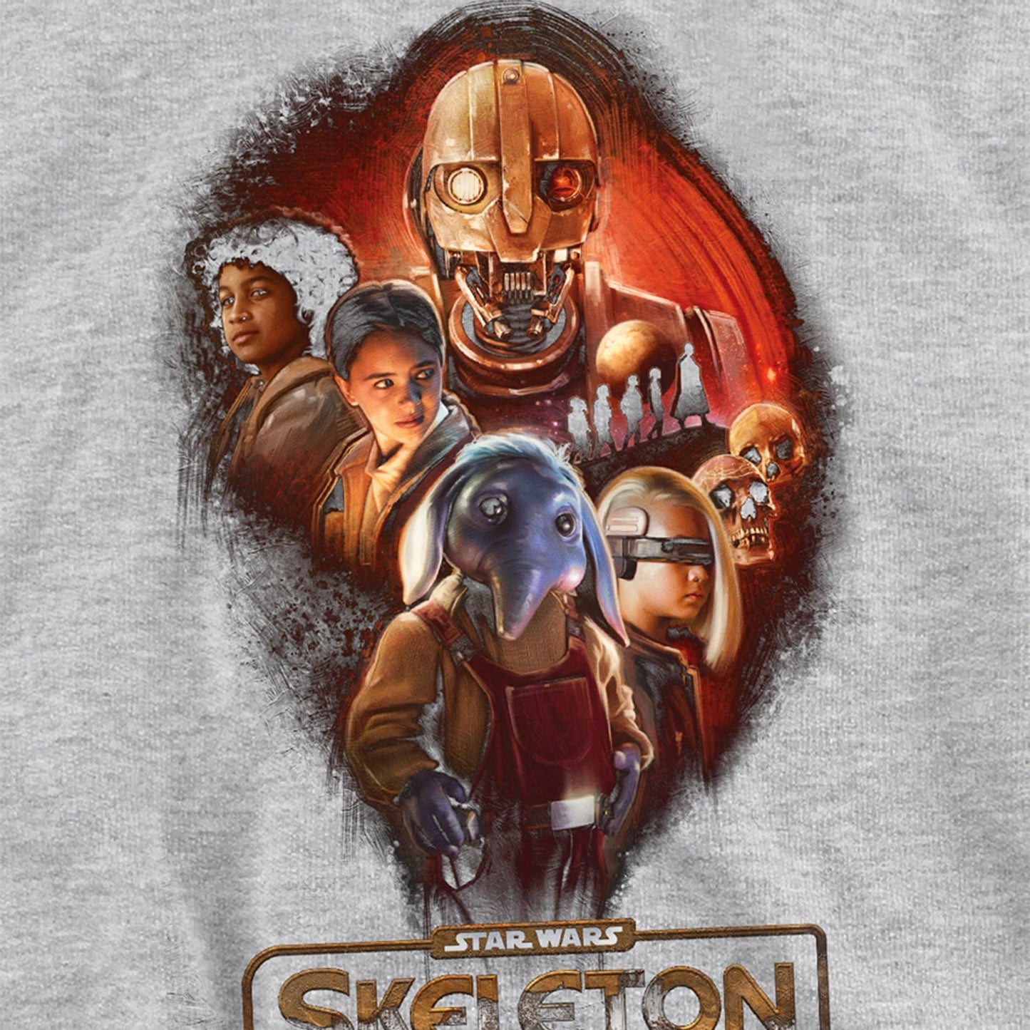Athletic Heather - Side - Star Wars: Skeleton Crew Childrens-Kids Group Pullover Hoodie