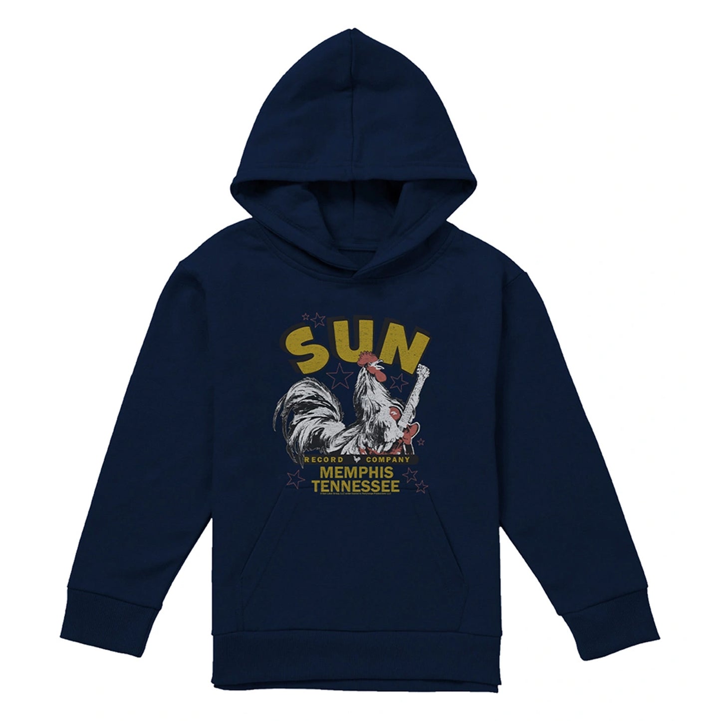 Navy - Front - Sun Records Childrens-Kids Rockabilly Rooster Pullover Hoodie