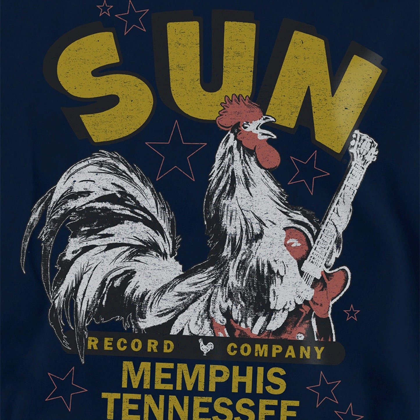 Navy - Side - Sun Records Childrens-Kids Rockabilly Rooster Pullover Hoodie