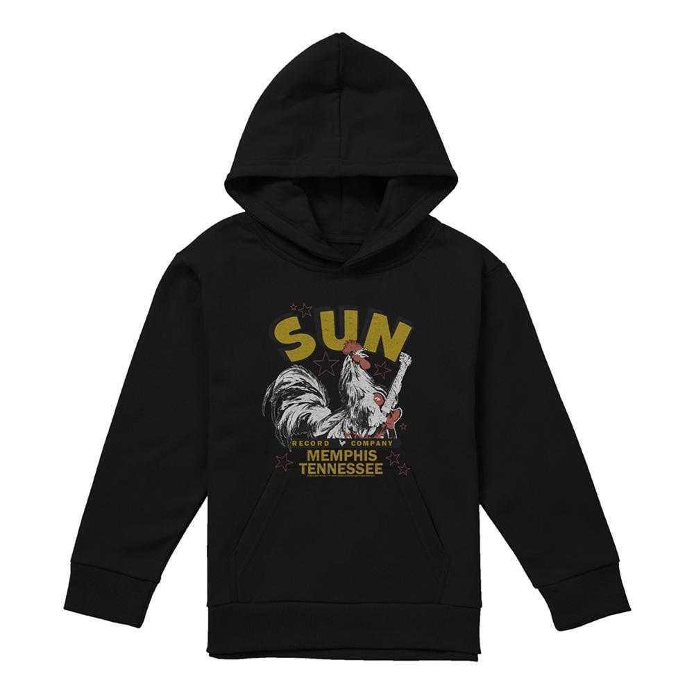 Black - Front - Sun Records Childrens-Kids Rockabilly Rooster Pullover Hoodie