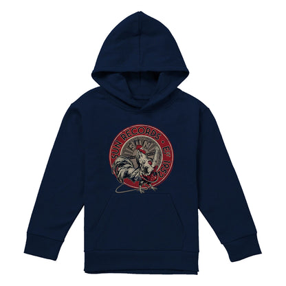 Navy - Front - Sun Records Childrens-Kids Rooster Est 1952 Pullover Hoodie