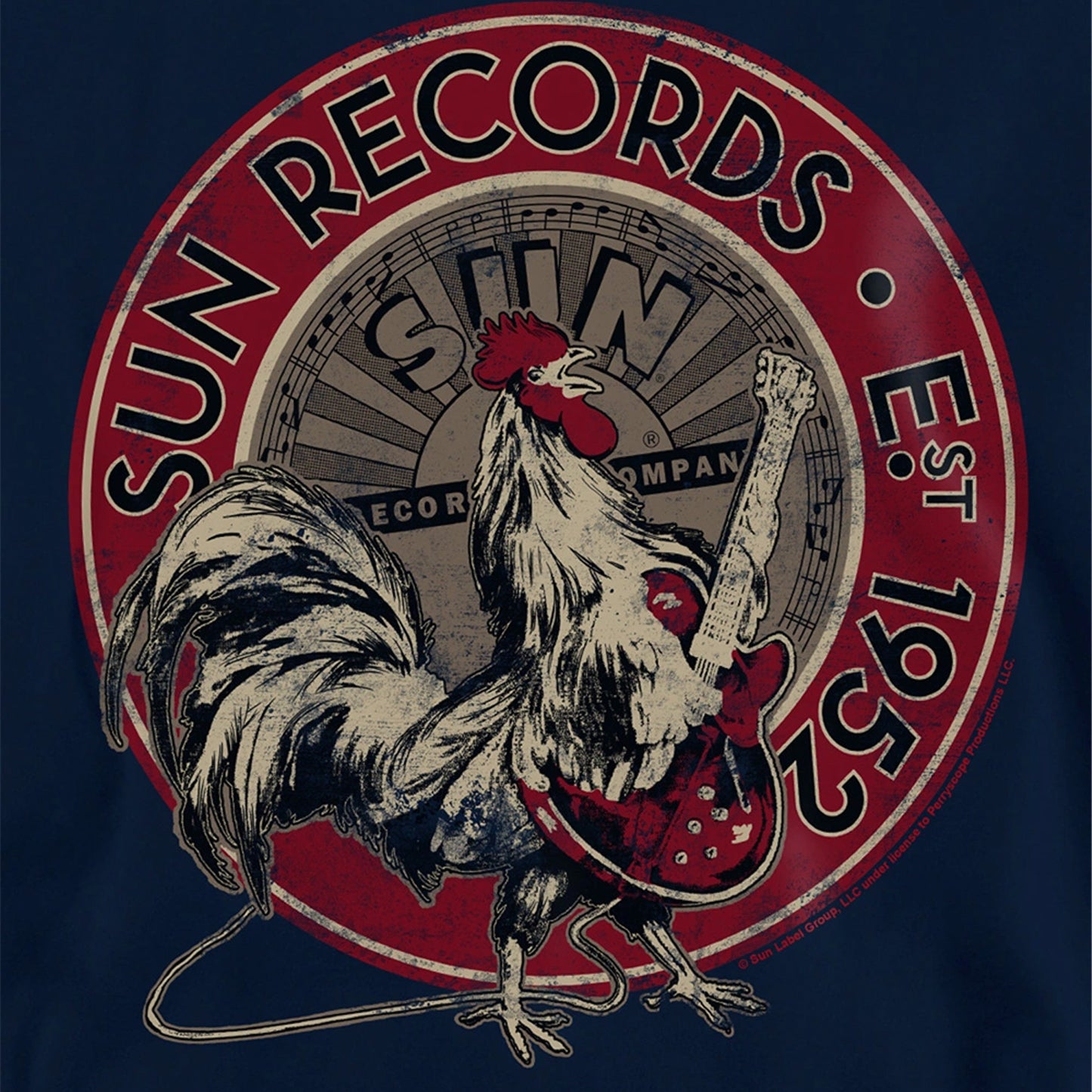 Navy - Side - Sun Records Childrens-Kids Rooster Est 1952 Pullover Hoodie