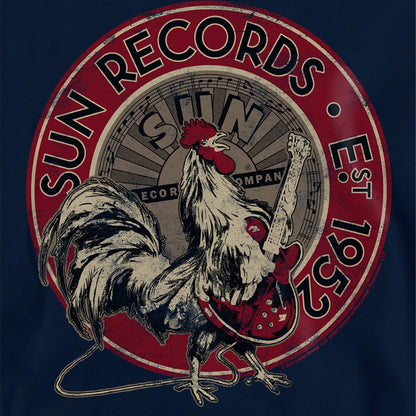 Navy - Side - Sun Records Childrens-Kids Rooster Est 1952 Pullover Hoodie