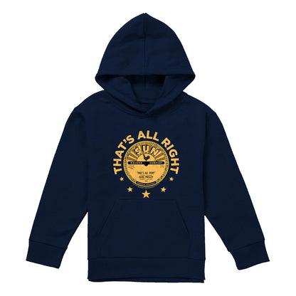 Navy - Front - Sun Records Childrens-Kids Elvis Presley Thats All Right Youth Pullover Hoodie