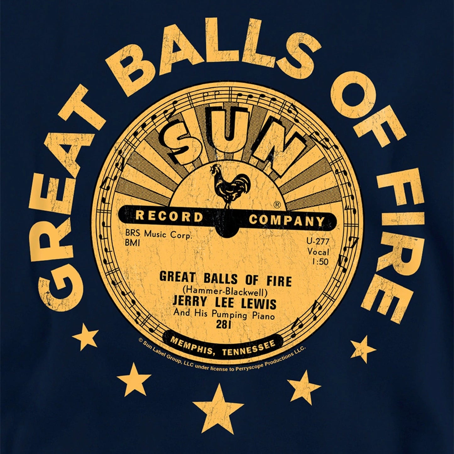Navy - Side - Sun Records Childrens-Kids Jerry Lee Lewis Great Balls Of Fire Pullover Hoodie