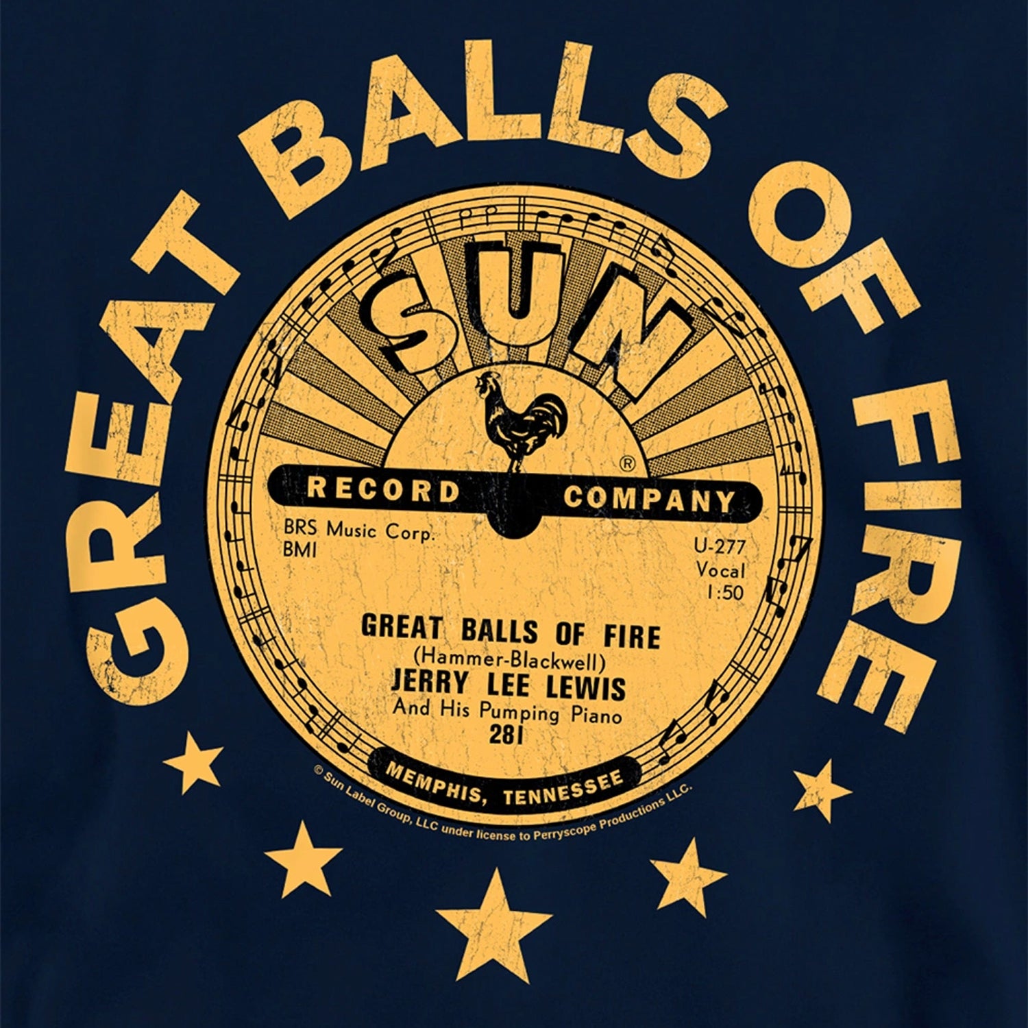 Navy - Side - Sun Records Childrens-Kids Jerry Lee Lewis Great Balls Of Fire Pullover Hoodie