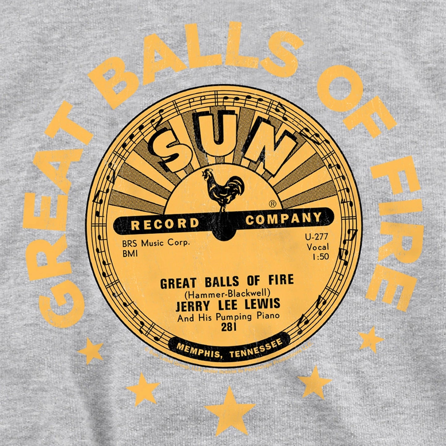 Athletic Heather - Side - Sun Records Childrens-Kids Jerry Lee Lewis Great Balls Of Fire Pullover Hoodie