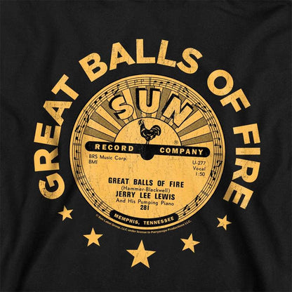 Black - Back - Sun Records Childrens-Kids Jerry Lee Lewis Great Balls Of Fire Pullover Hoodie