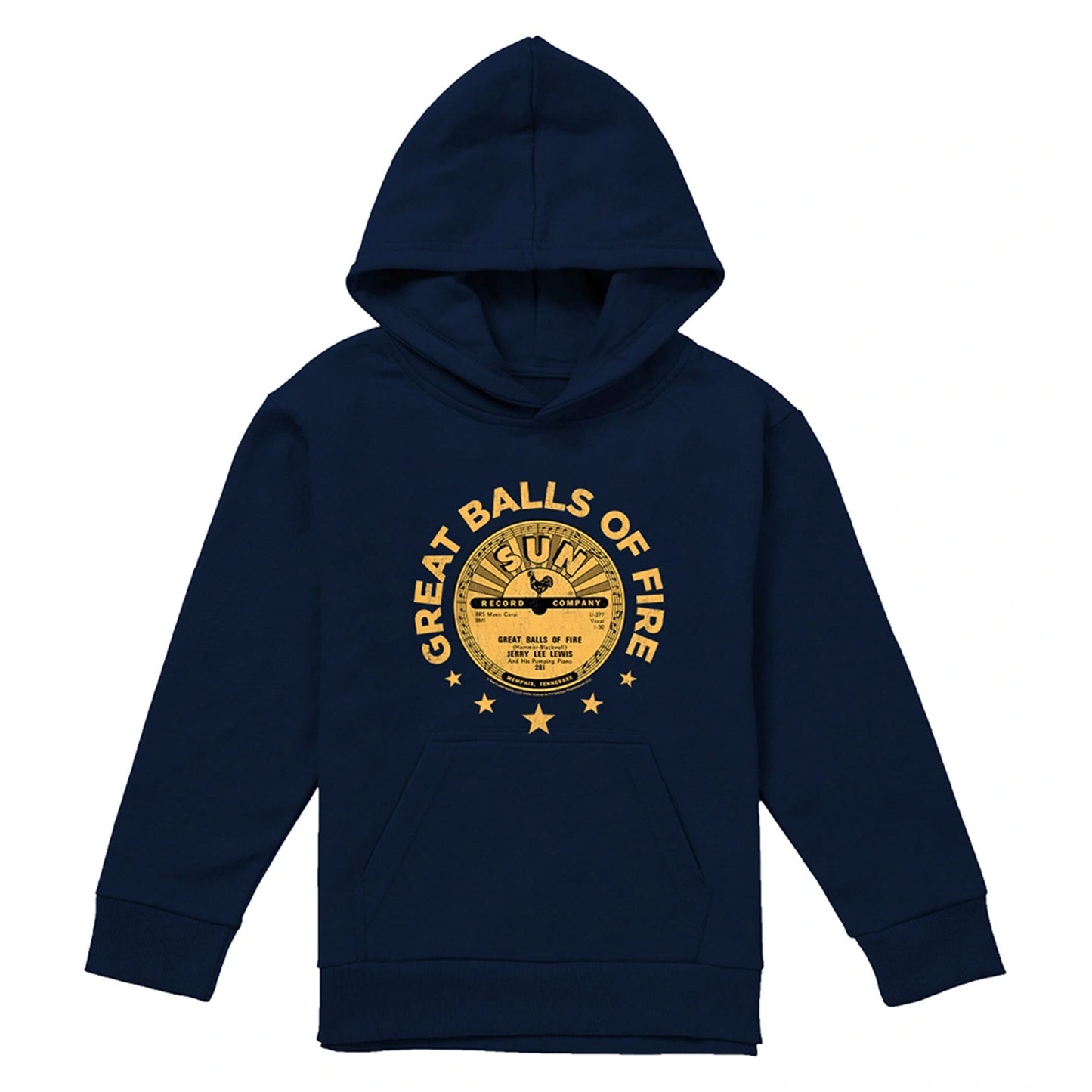 Navy - Front - Sun Records Childrens-Kids Jerry Lee Lewis Great Balls Of Fire Pullover Hoodie