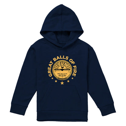 Navy - Front - Sun Records Childrens-Kids Jerry Lee Lewis Great Balls Of Fire Pullover Hoodie