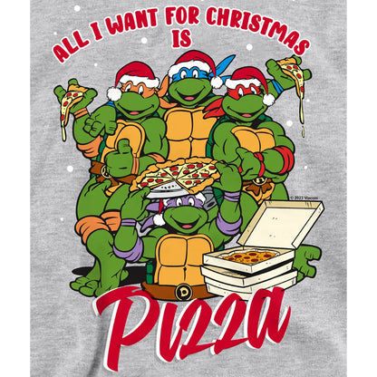 Athletic Heather - Side - Teenage Mutant Ninja Turtles Childrens-Kids Pizza Christmas Pullover Hoodie