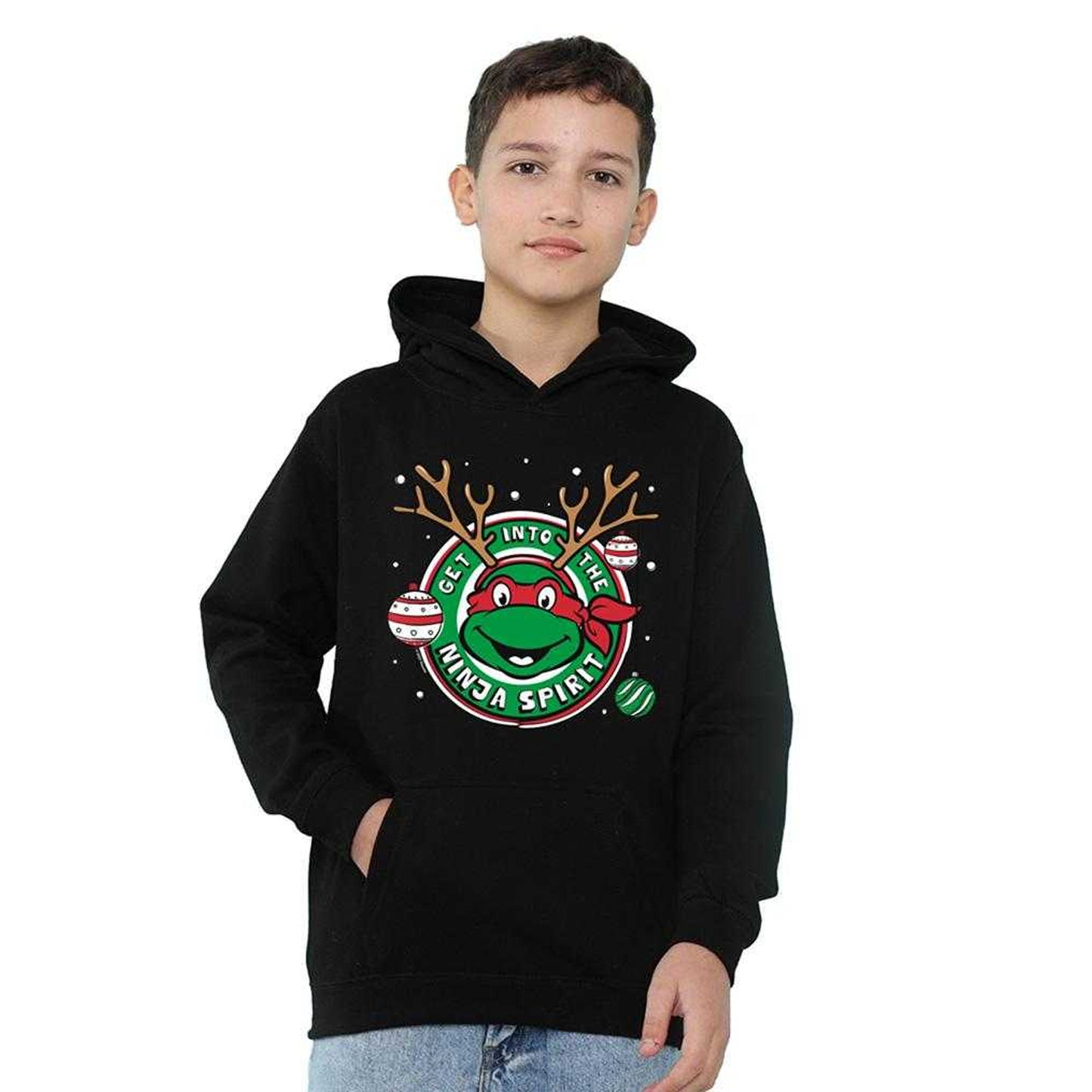 Black - Side - Teenage Mutant Ninja Turtles Childrens-Kids Get Into The Ninja Spirit Pullover Hoodie