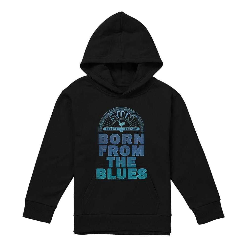 Black - Front - Sun Records Childrens-Kids Born From The Blues Pullover Hoodie