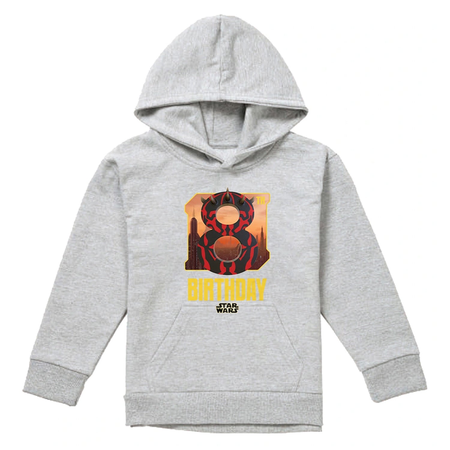 Athletic - Front - Star Wars Childrens-Kids Darth Maul Space Heather 8th Birthday Pullover Hoodie