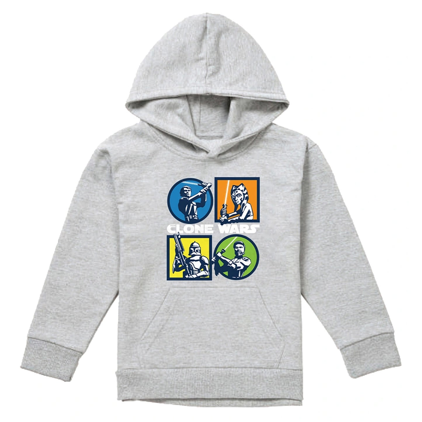 Athletic Heather - Front - Star Wars: The Clone Wars Childrens-Kids Grid Heather Pullover Hoodie