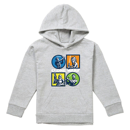 Athletic Heather - Front - Star Wars: The Clone Wars Childrens-Kids Grid Heather Pullover Hoodie