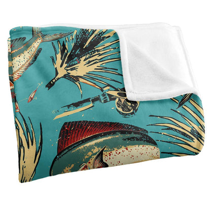 Multicoloured - Side - JQ Licensing Jl-Jp-Jq Silky Tiki Flower Fishing Supersoft Blanket