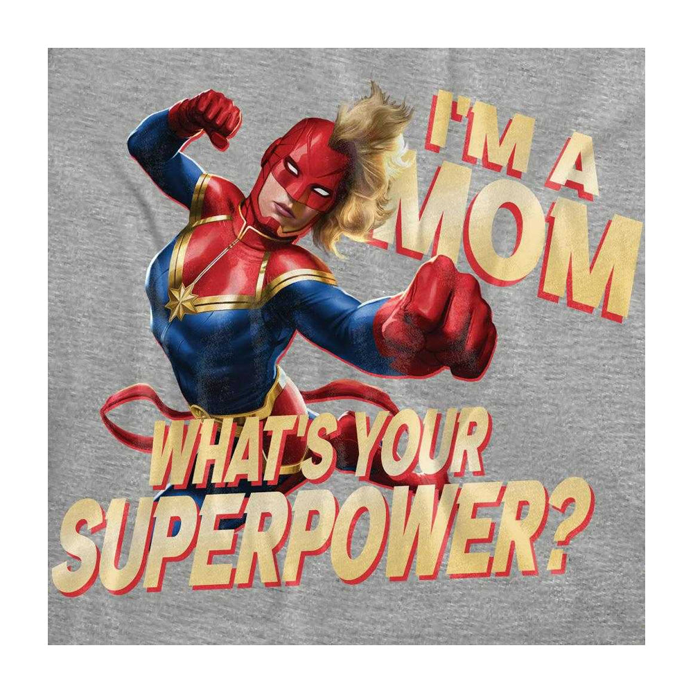 Athletic Heather - Pack Shot - Captain Marvel Womens-Ladies Mom Superpower Heather Mothers Day T-Shirt