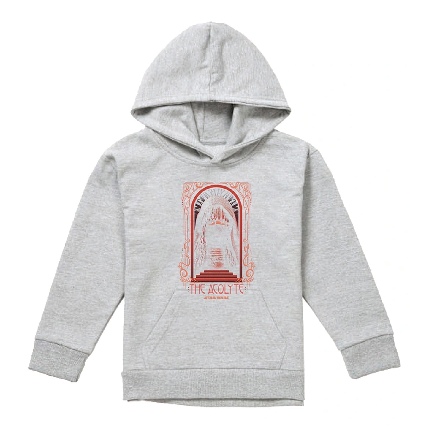 Athletic Heather - Front - Star Wars: The Acolyte Childrens-Kids Art Deco Masked Heather Hoodie