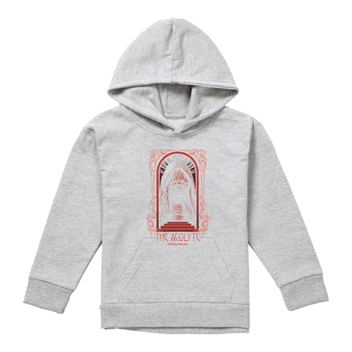 Athletic Heather - Front - Star Wars: The Acolyte Childrens-Kids Art Deco Masked Heather Hoodie