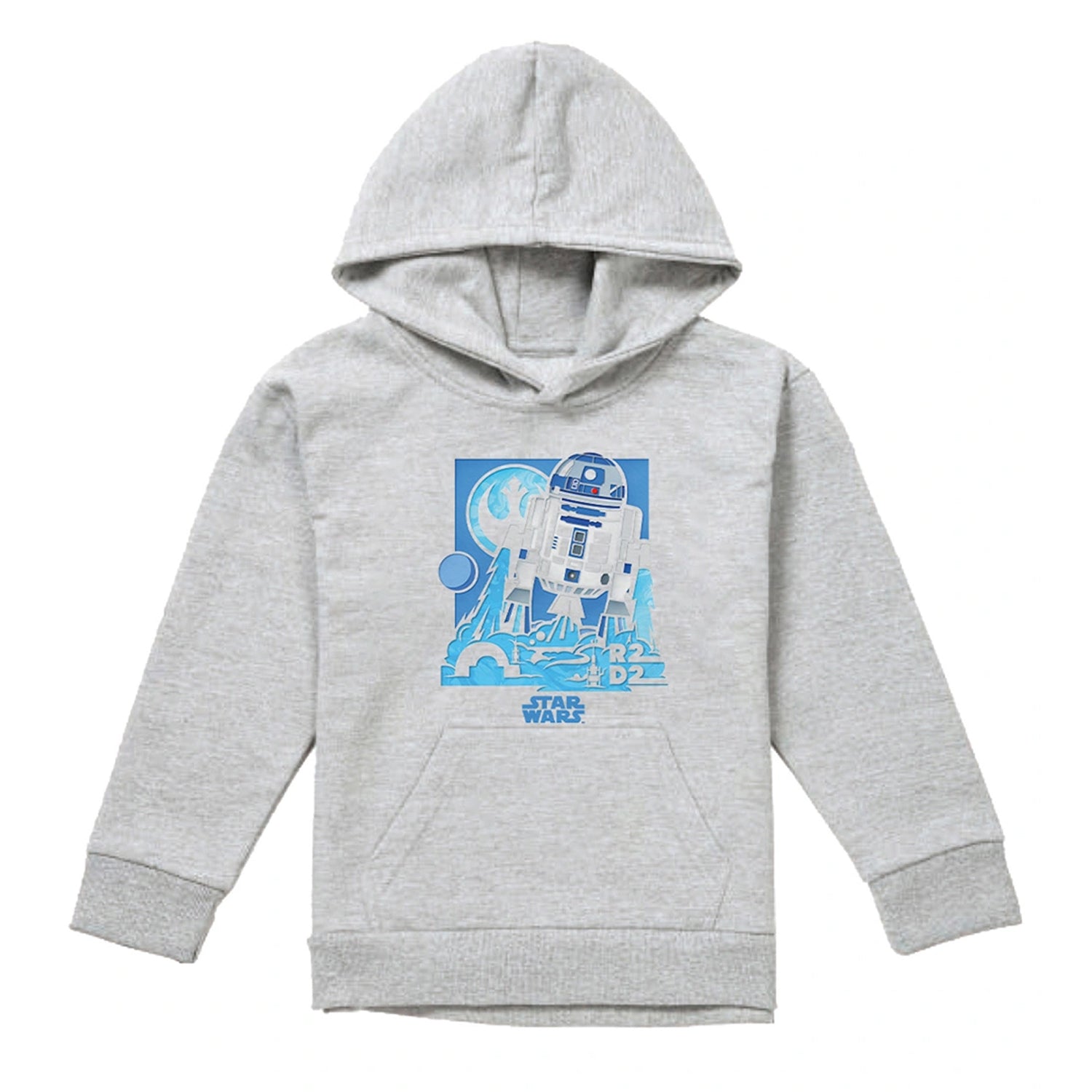 Athletic - Front - Star Wars Childrens-Kids Papercut R2-D2 Heather Pullover Hoodie