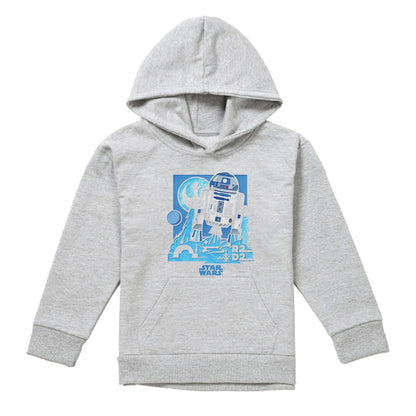Athletic - Front - Star Wars Childrens-Kids Papercut R2-D2 Heather Pullover Hoodie