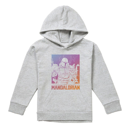 Athletic Heather - Front - Star Wars Mandalorian Childrens-Kids Gradient Heather Hoodie