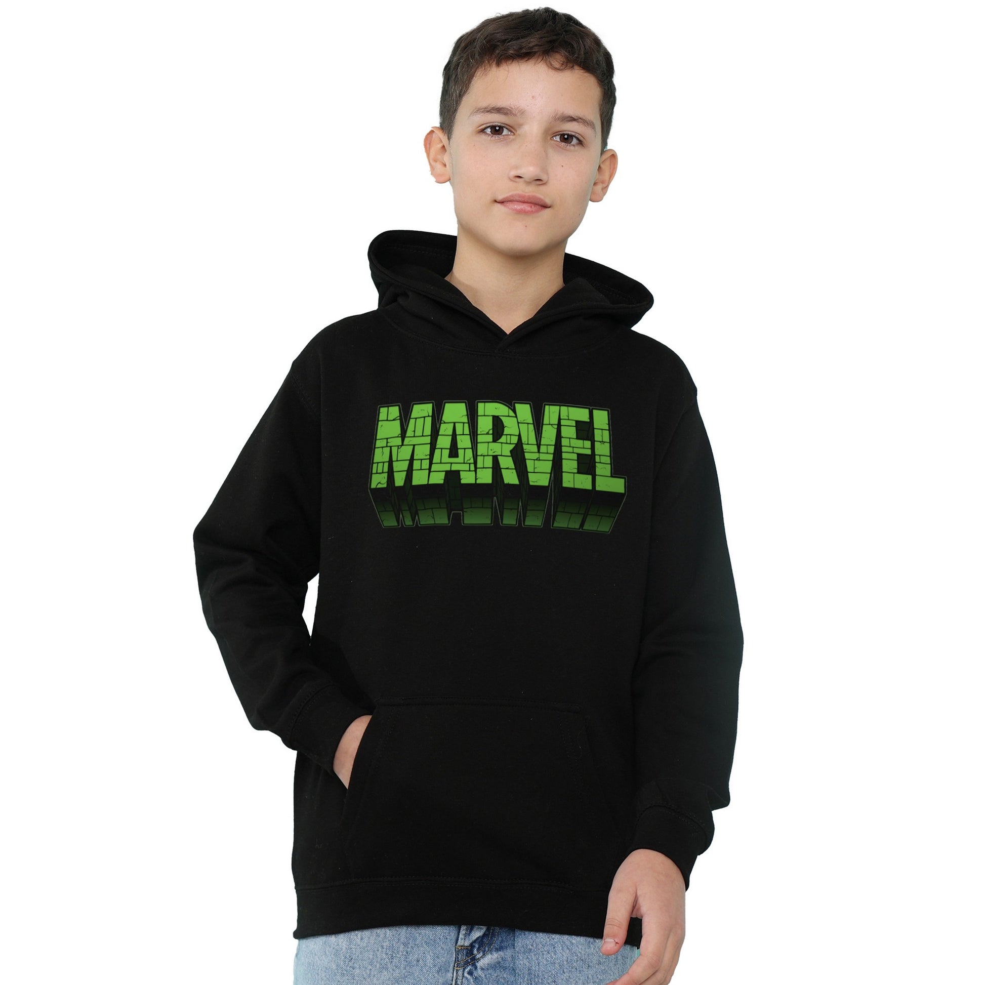 Black - Side - Marvel Childrens-Kids Hulking Brick Hoodie