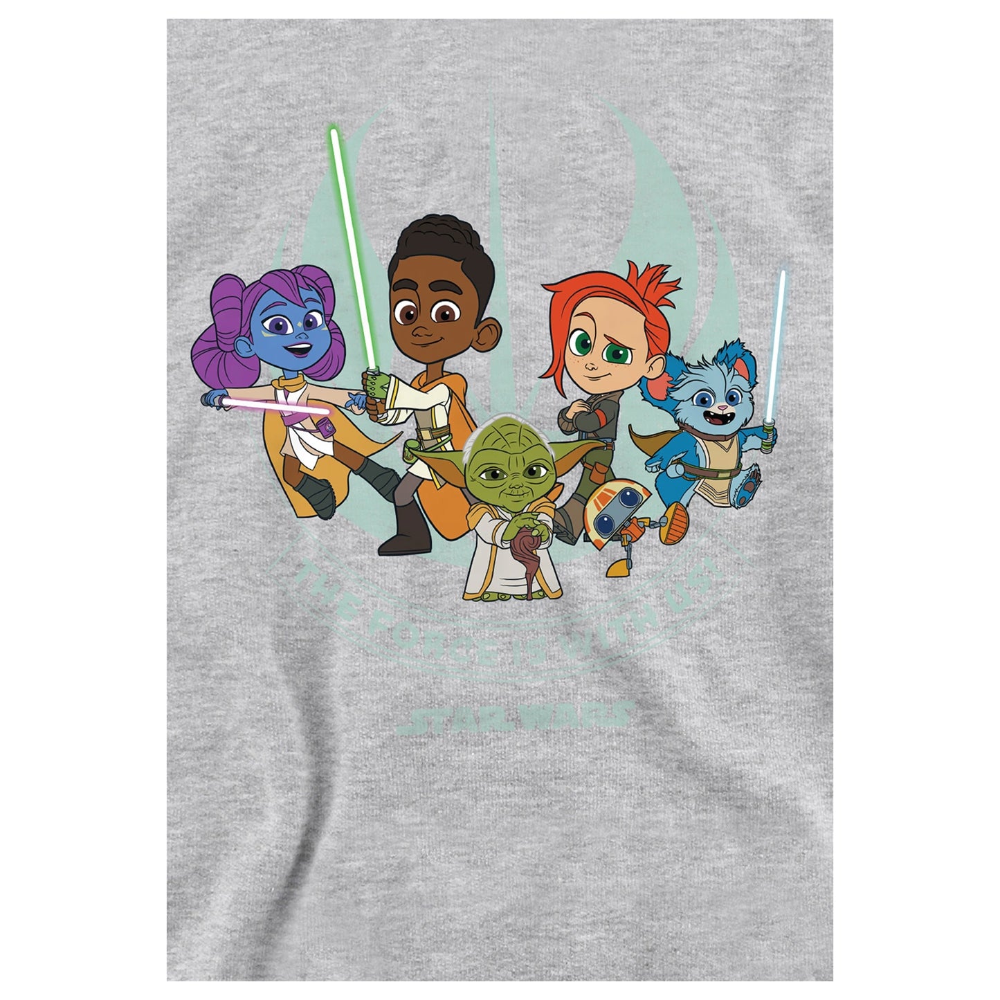 Athletic Heather - Side - Star Wars: Young Jedi Adventures Childrens-Kids Force Is With Us Heather Pullover Hoodie