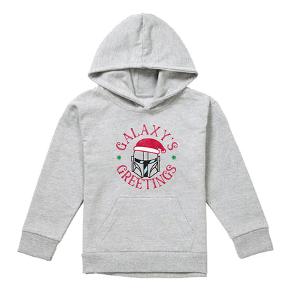 Athletic Heather - Front - Star Wars The Mandalorian Childrens-Kids Heather Christmas Hoodie