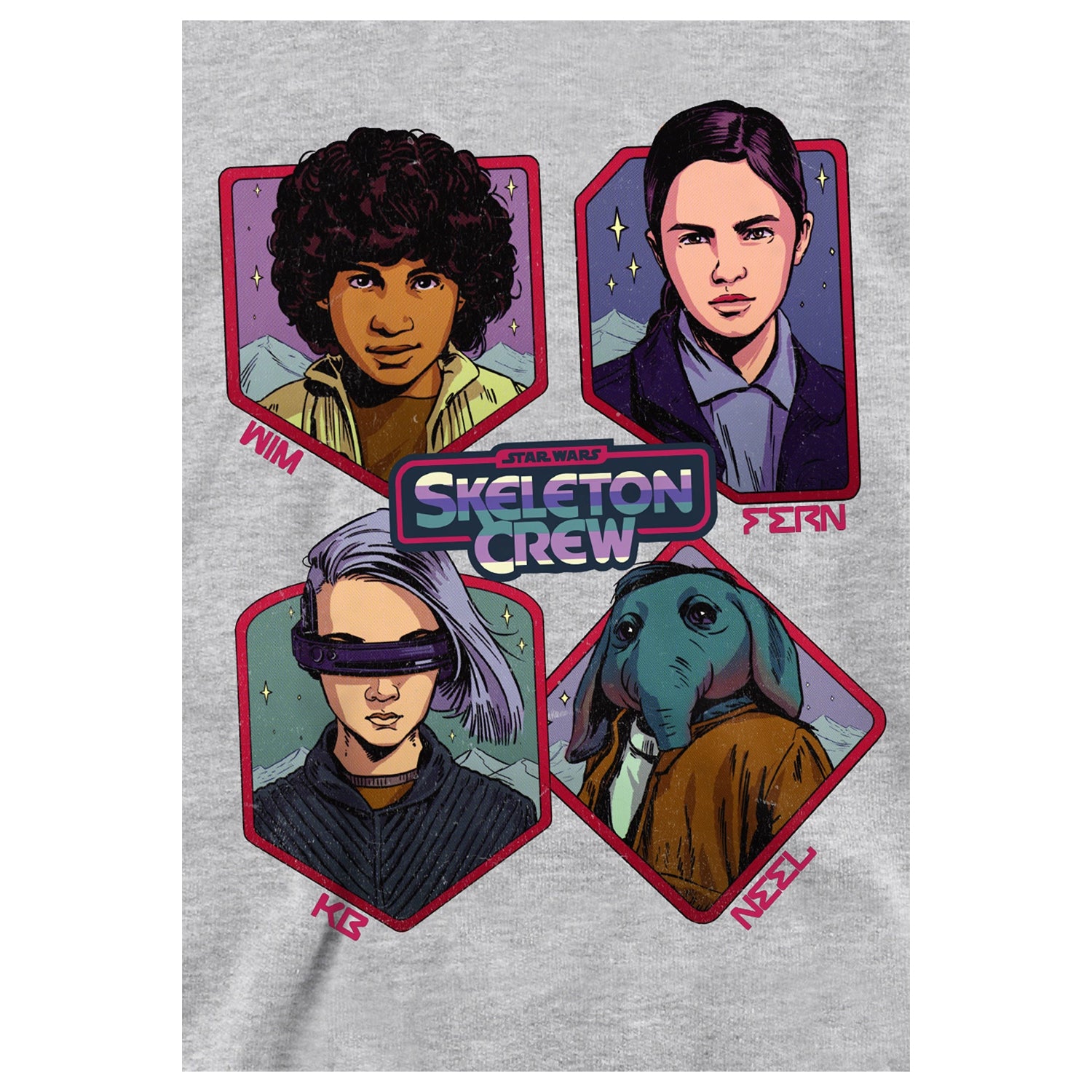 Athletic Heather - Side - Star Wars: Skeleton Crew Childrens-Kids Badge Heather Pullover Hoodie