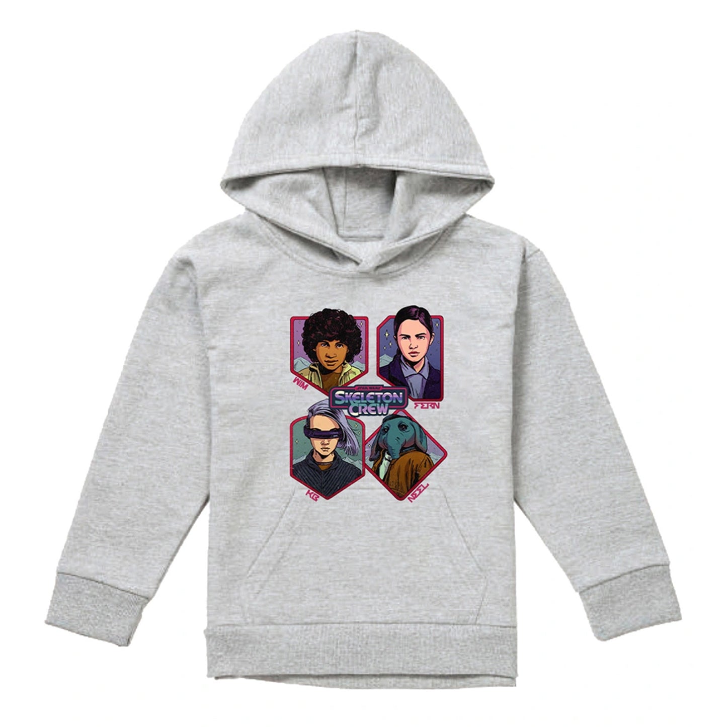 Athletic Heather - Front - Star Wars: Skeleton Crew Childrens-Kids Badge Heather Pullover Hoodie