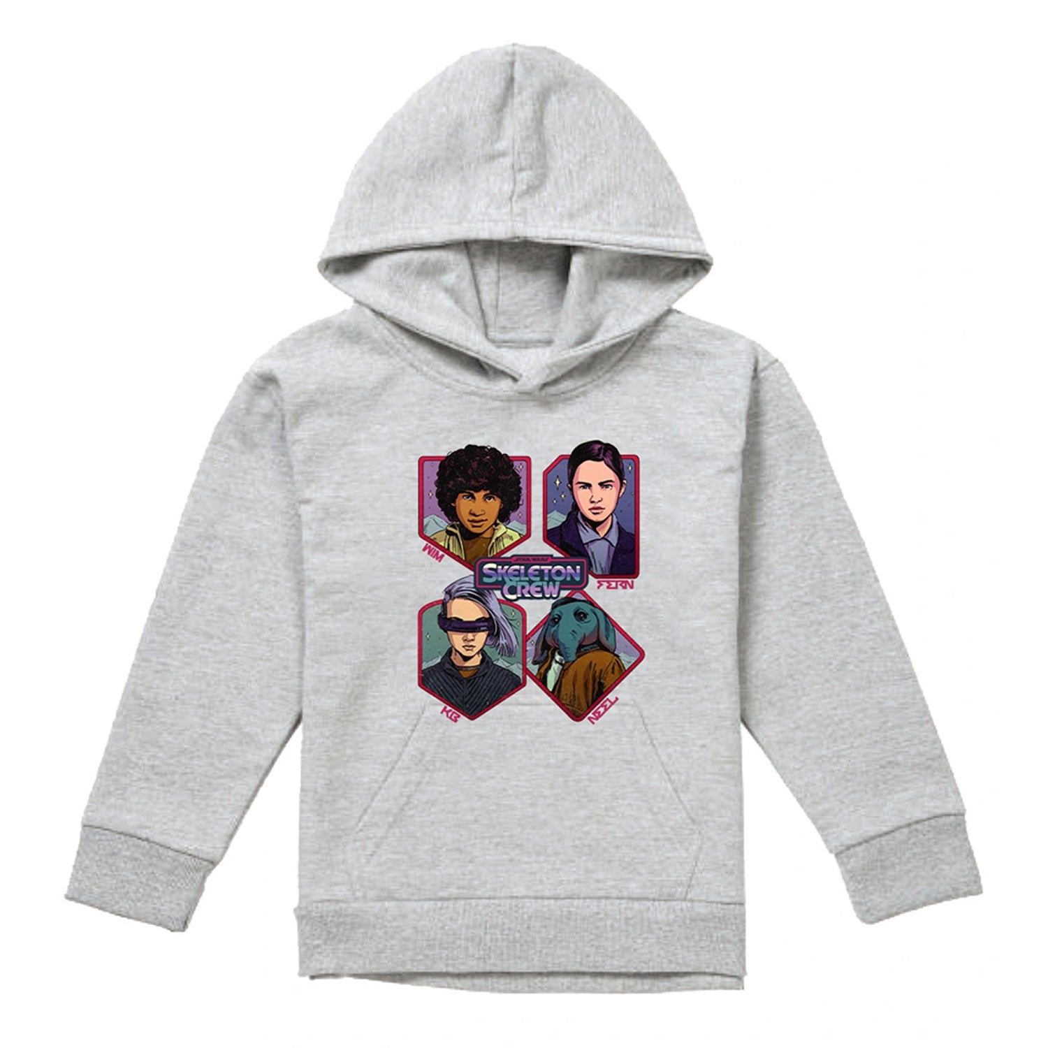 Athletic Heather - Front - Star Wars: Skeleton Crew Childrens-Kids Badge Heather Pullover Hoodie