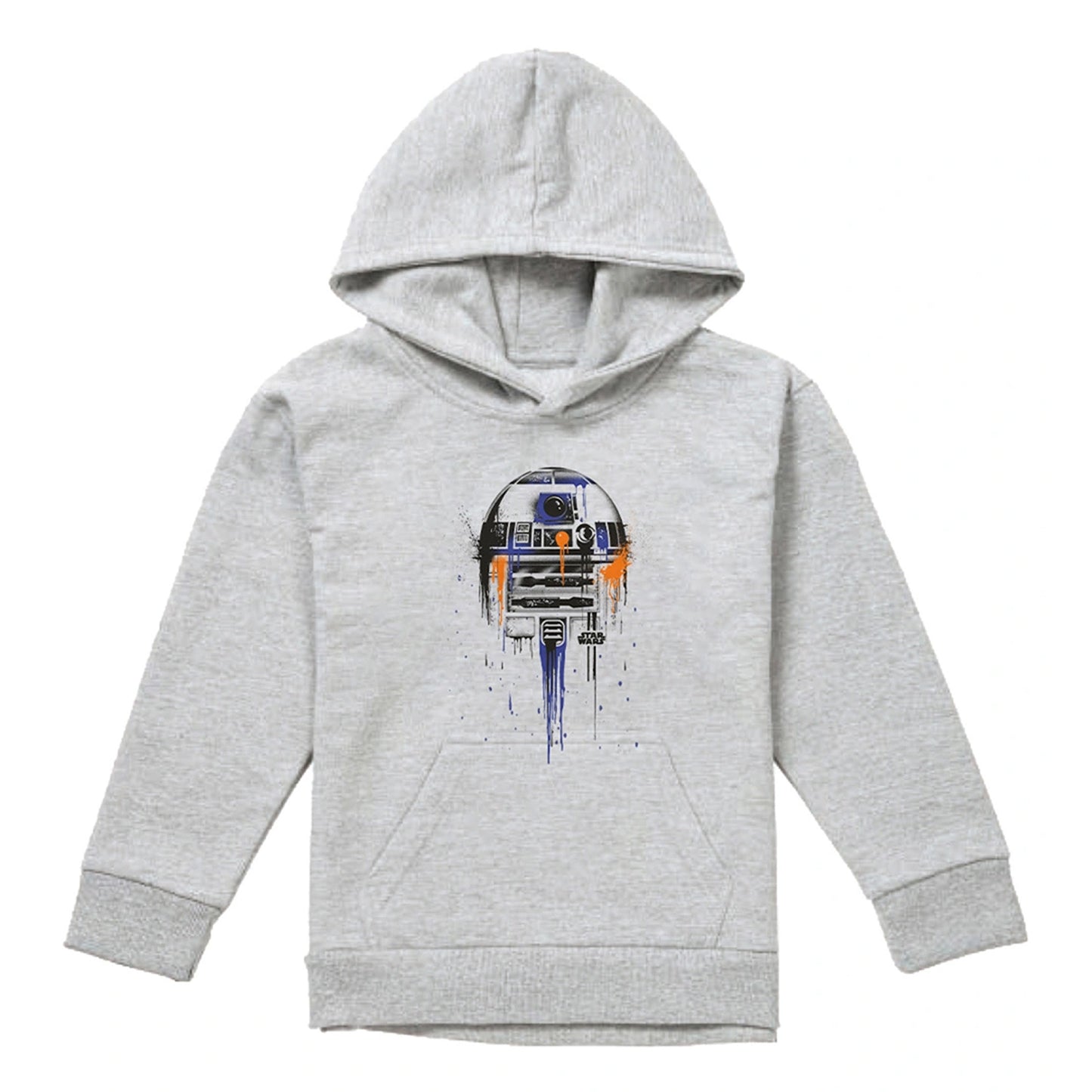 Athletic Heather - Front - Star Wars Childrens-Kids R2-D2 Paint Drip Heather Hoodie