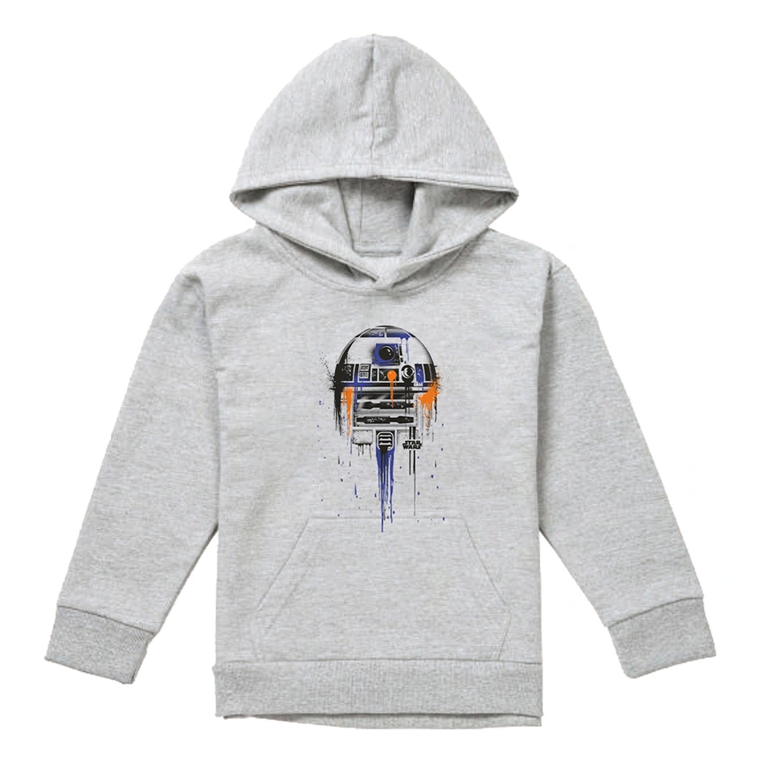 Athletic Heather - Front - Star Wars Childrens-Kids R2-D2 Paint Drip Heather Hoodie
